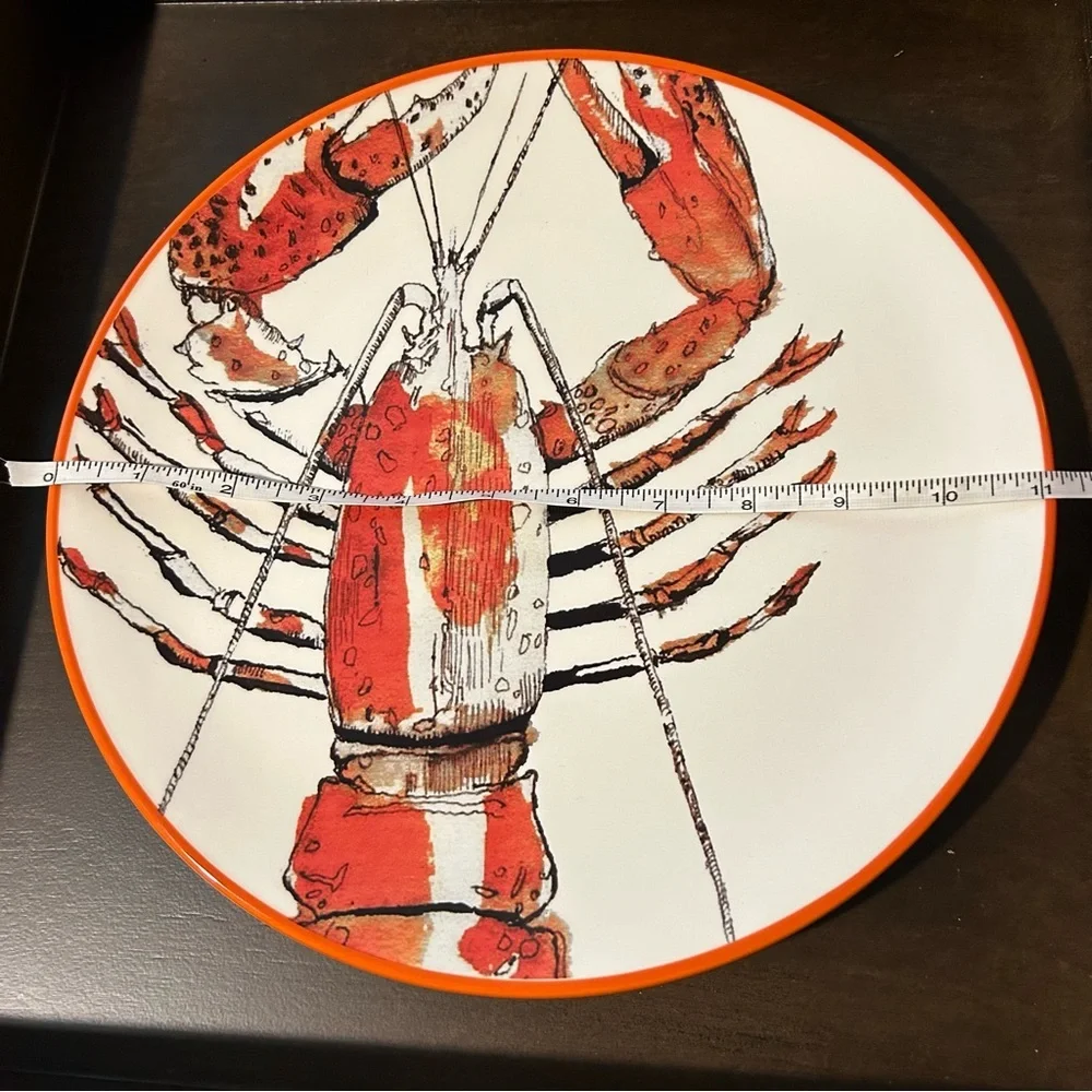 Williams Sonoma 2011 Seafood Boil Plate Dish Lobster white orange black